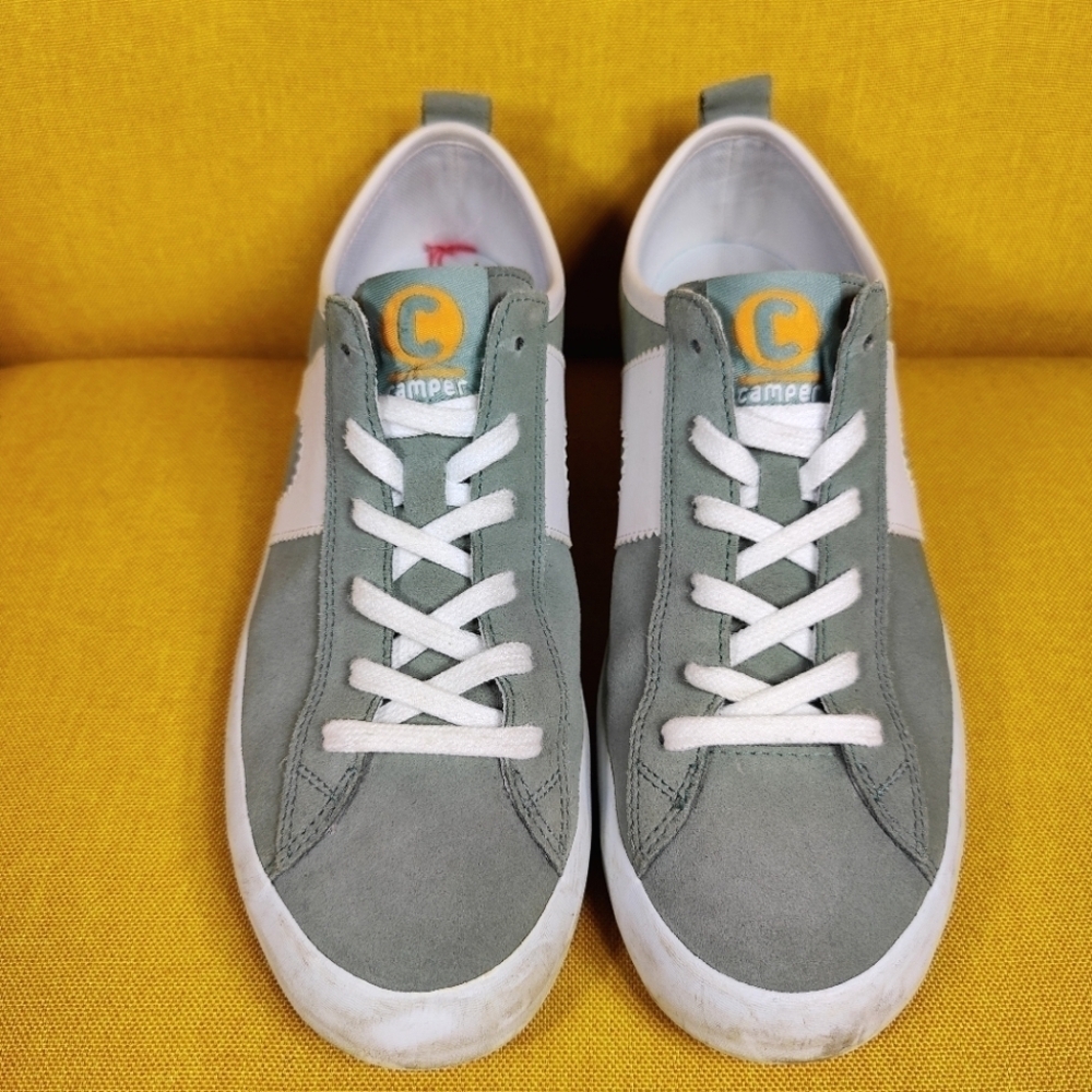 Camper Imar Copa Green White Suede Lace Up Euro Sneakers Women's Shoes Size 10 - Picture 2 of 10